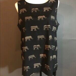 Aztec elephant high low tank top/blouse